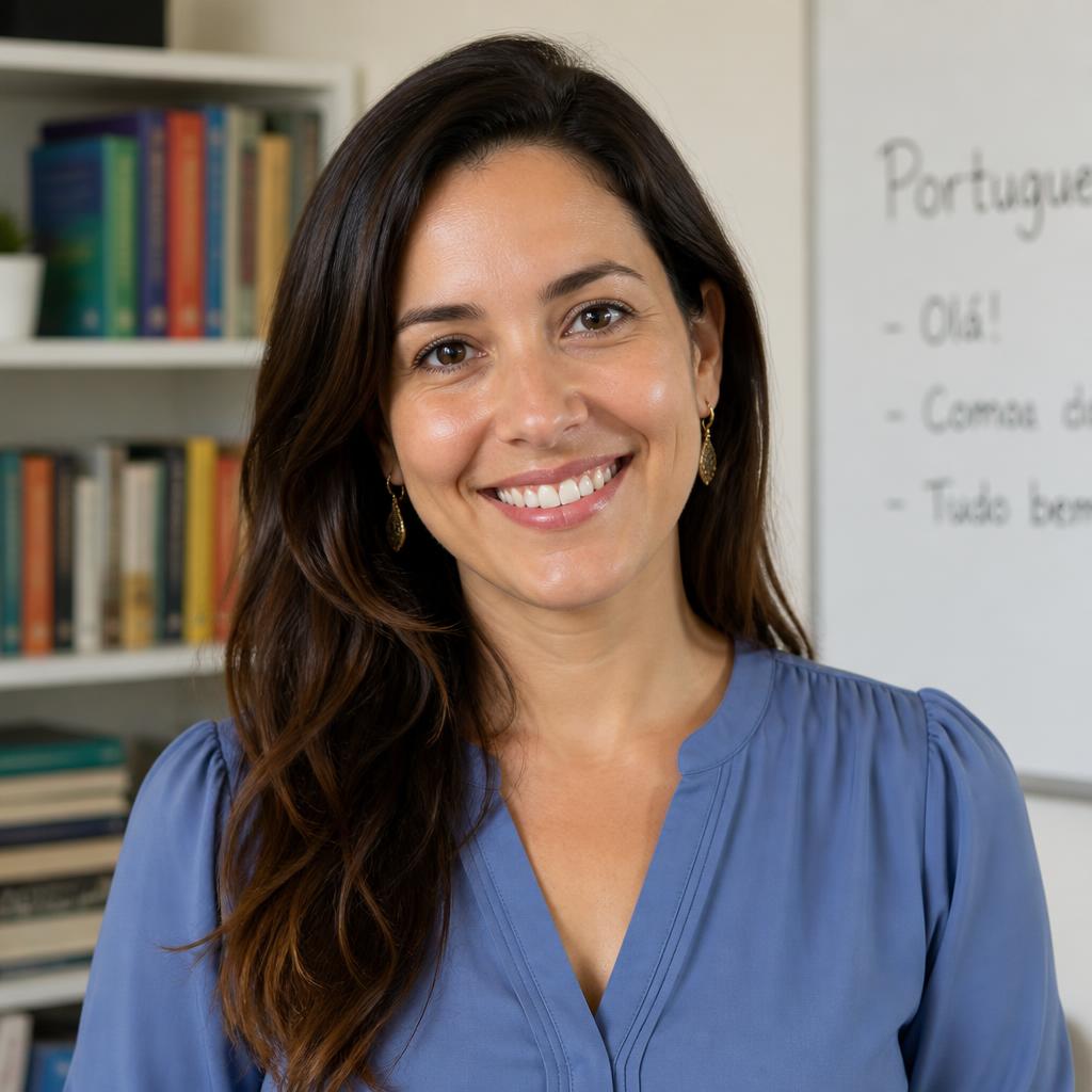 Professora de português criadora do material